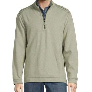 Men’s size medium Tommy Bahama NWT green Flipfield reversible 1/4 zip sweater